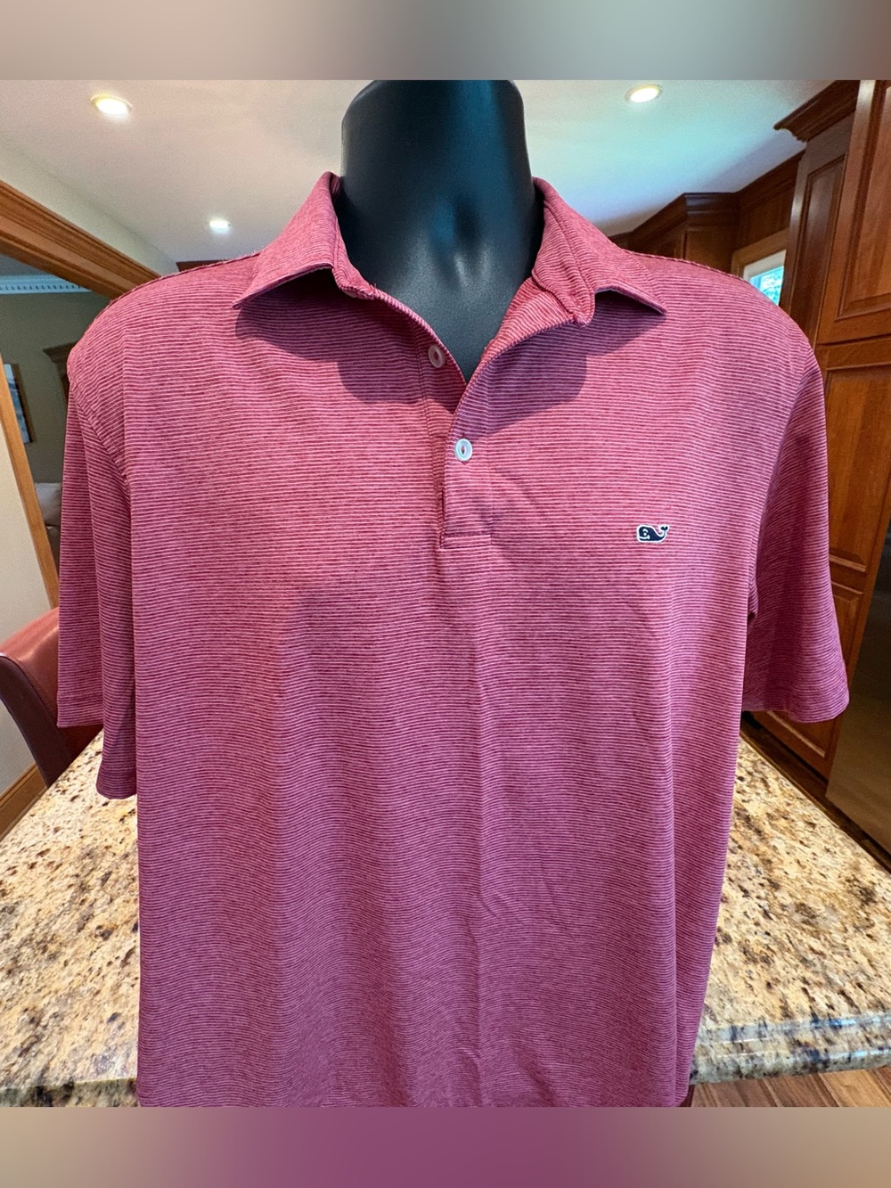 Vineyard Vines Men's performance front shirt. Sharp red with micro print & logos
